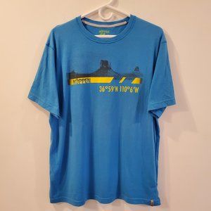 Koppen Men's L Coordinates Longitude Latitude Blue Yellow Short Sleeve T Shirt